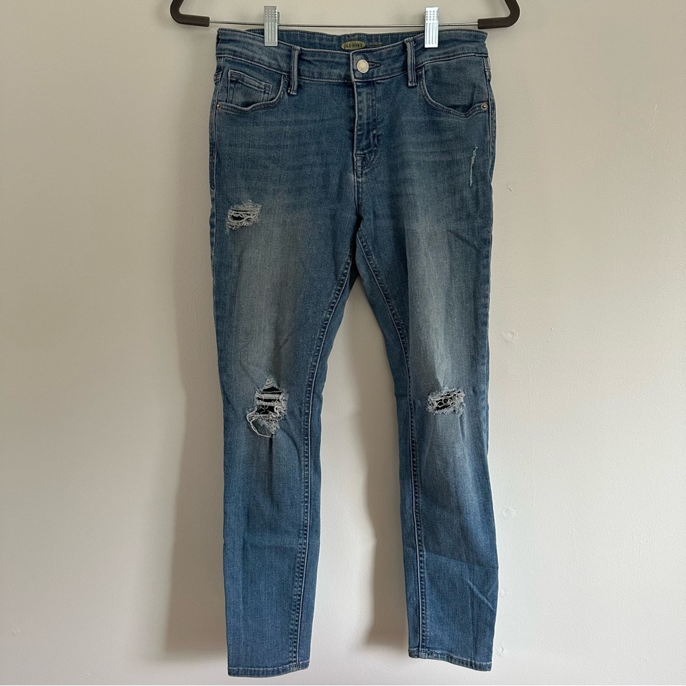 Old Navy Rockstar distressed super skinny blue jeans five pocket